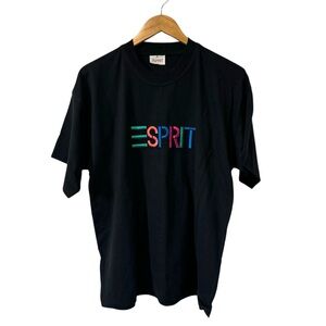 Vintage Espirit Spell‎ Out Tshirt Tee Shirt Colorful Black Unisex Mens Womens XL